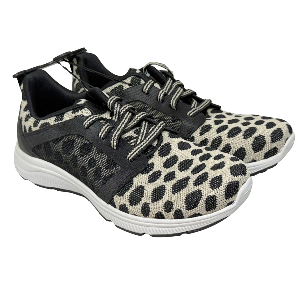Avia Sz 8.5 Fashion Sneakers Leopard Print B&W Memory Foam Lace Up New